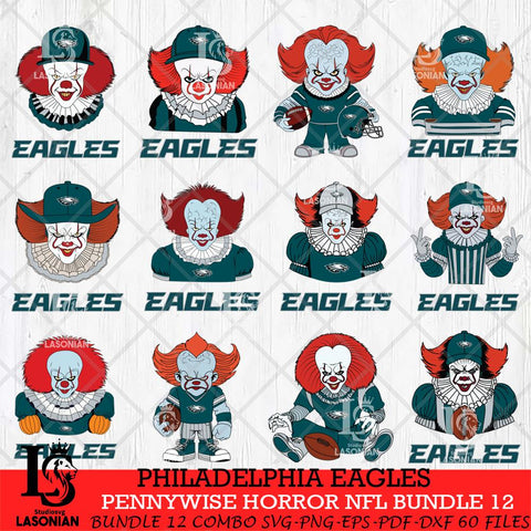 Philadelphia Eagles Pennywise Horror NFL Bundle 12 SVG Eps Dxf Png File, NFL svg, Digital Download, Instant Download