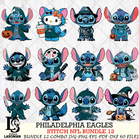 Philadelphia Eagles Stitch Horror Bundle 12 SVG Eps Dxf Png File, Bundle NFL svg, Digital Download, Instant Download