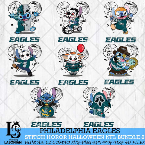 Philadelphia Eagles Stitch Horror Halloween Bundle 8 Svg Eps Dxf Png File, Digital Download, Instant Download