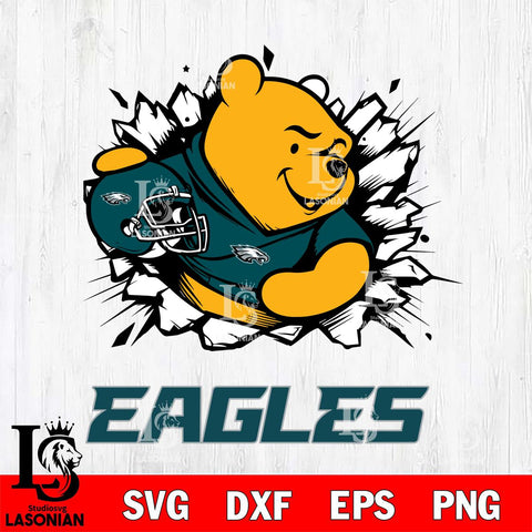 Philadelphia Eagles Winnie The Pooh NFL Cricut, NFL SVG DXF EPS PNG FILE, Digital Download,Instant Download, Silhouette