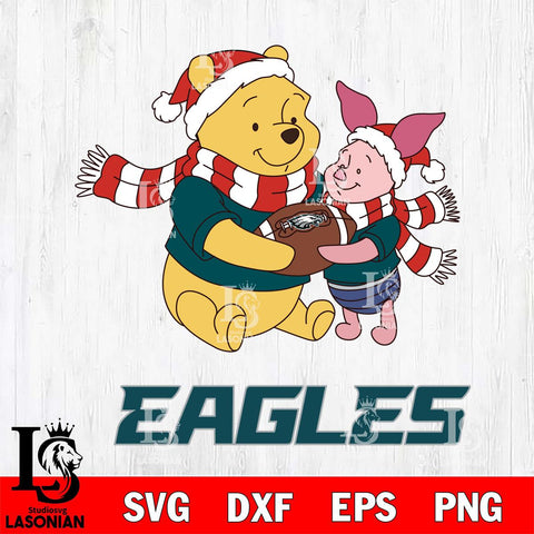 Philadelphia Eagles Winnie the Pooh & Piglet Football Cricut,Christmas SVG DXF EPS PNG FILE, Digital Download,Instant Download, Silhouette