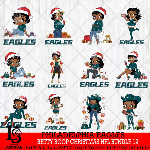 Philadelphia Eagles  Betty Boop Christmas NFL Bundle File Cut, NFL SVG DXF EPS PNG PDF File, Digital Download , Criucut , Silhouette
