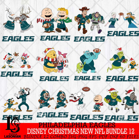 Philadelphia Eagles  Disney Christmas New NFL Bundle 12 Cricut,Christmas SVG DXF EPS PNG FILE, NFL Digital Download,Instant Download, Silhouette