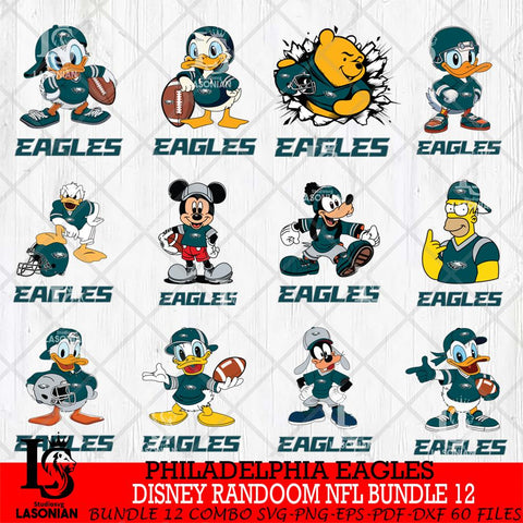 Philadelphia Eagles  Disney Ramdoom NFL Bundle 12 Cricut,Bundle NFL SVG DXF EPS PNG FILE, Digital Download,Instant Download, Silhouette