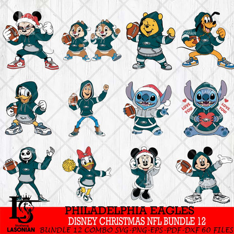 Philadelphia Eagles  Disney christmas NFL Bundle File Cut,Bundle NFL SVG DXF EPS PNG FILE, Digital Download , Criucut , Silhouette