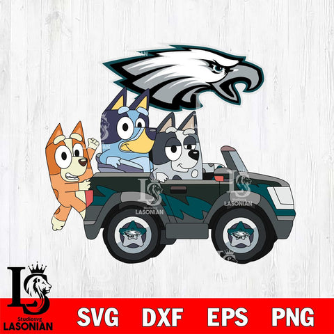 Philadelphia Eagles bluey friends car Svg Eps Dxf Png File, Digital Download, Instant Download