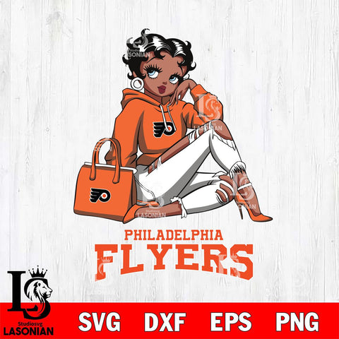 Philadelphia Flyers Awesome Black Fan Girl Betty Boop, Svg Eps Dxf Png File, Digital Download