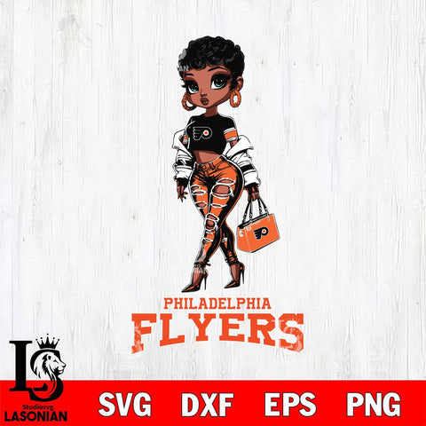 Philadelphia Flyers Beautiful Black Fan Girl, Svg Eps Dxf Png File, Digital Download