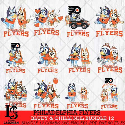 Philadelphia Flyers Bluey & Bingo NHL Bundle 12 SVG Svg Eps Dxf Png File, Bundle NHL svg, Digital Download, Instant Download