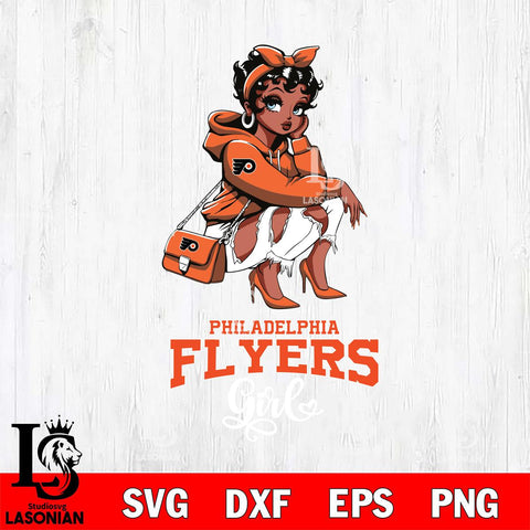 Philadelphia Flyers Fashion Black Fan Girl Betty Boop, Svg Eps Dxf Png File, Digital Download