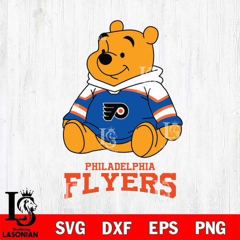 Philadelphia Flyers Winnie The Pooh NHL Hockey SVG DXF EPS PNG FILE,NHL File Cut,Disney Digital Download,Instant Download, Silhouette