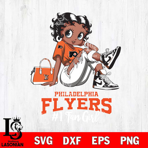 Philadelphia Flyers #1 Black Fan Girl Betty Boop, Svg Eps Dxf Png File, Digital Download