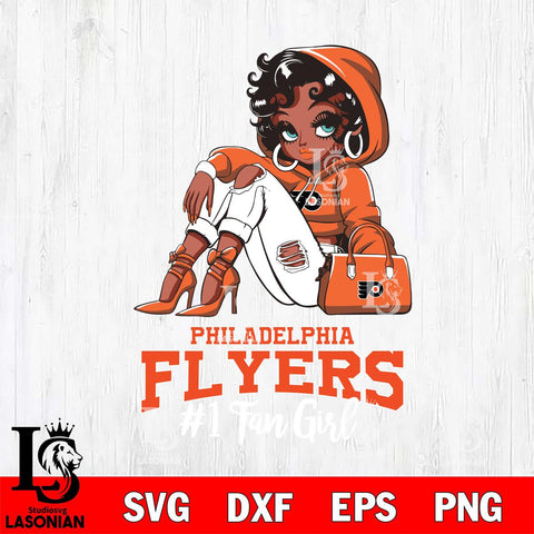 Philadelphia Flyers #1 beauty Black Fan Girl, Svg Eps Dxf Png File, Digital Download