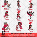 Philadelphia Phillies Black Fan Girl Betty Boop Bundle 9, Svg Eps Dxf Png File, Digital Download