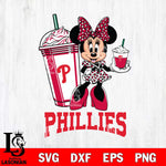 Philadelphia Phillies Minnie Mouse Fan And Coffee Svg Eps Dxf Png File, Digital Download, Instant Download