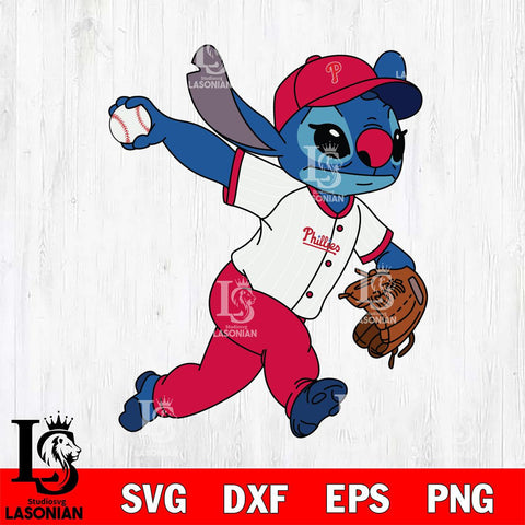 Philadelphia Phillies Stitch throw the ball SVG DXF EPS PNG FILE, MLB File Cut, Digital Download,Instant Download, Silhouette, Stitch Cricut
