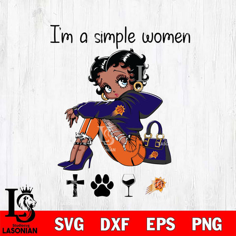 Phoenix Suns Betty Boop Black Fan I Am Simple Women Svg Eps Dxf Png File, Digital Download