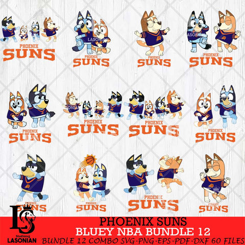 Phoenix Suns Bluey Dace Mode NBA Bundle 12 SVG Eps Dxf Png File, Digital Download, Instant Download