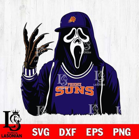 Phoenix Suns Ghostface Horror basketball SVG DXF EPS PNG FILE, NBA File Cut,Halloween Digital Download,Instant Download, Silhouette