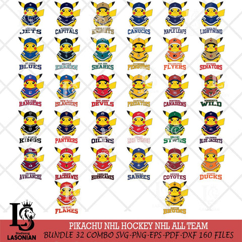Pikachu NHL Hockey Big Bundle SVG DXF EPS PNG FILE,NHL Bundle File Cut,Disney Digital Download,Instant Download, Silhouette