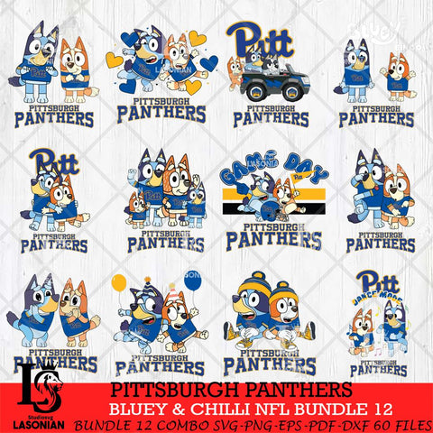 Pittsburgh Panthers Bluey & Bingo Bundle 12 SVG Svg Eps Dxf Png File, Bundle NCAA svg, Digital Download, Instant Download