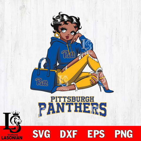 Pittsburgh Panthers Awesome Black Fan Girl Betty Boop, Svg Eps Dxf Png File, Digital Download