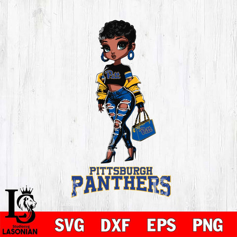 Pittsburgh Panthers Beautiful Black Fan Girl, Svg Eps Dxf Png File, Digital Download