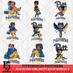 Pittsburgh Panthers Black Fan Girl Betty Boop Bundle 9, Svg Eps Dxf Png File, Digital Download