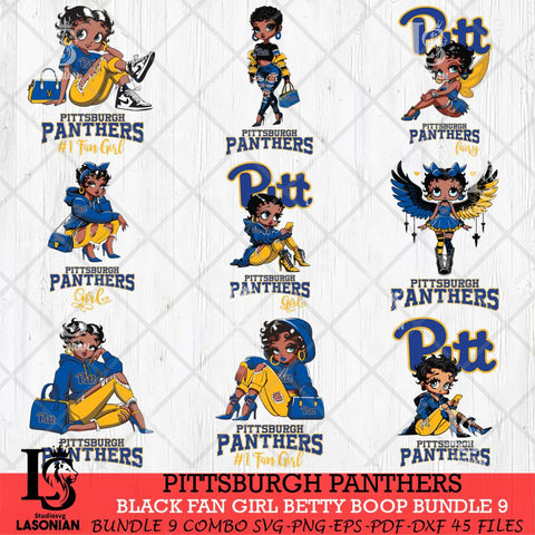 Pittsburgh Panthers Black Fan Girl Betty Boop Bundle 9, Svg Eps Dxf Png File, Digital Download