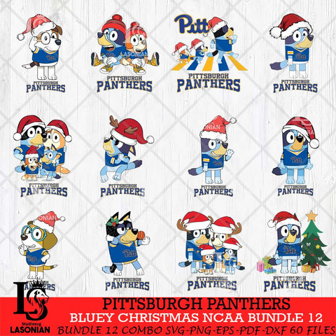 Pittsburgh Panthers Bluey Christmas NCAA Bundle 12 Cricut File Cut Files , Bluey Cricut , Christmas Svg , Bluey svg , Digital Download, dxf eps png pdf file