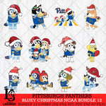 Pittsburgh Panthers Bluey Christmas NCAA Bundle 12 SVG Eps Dxf Png File, Digital Download, Instant Download