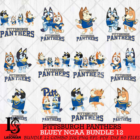 Pittsburgh Panthers Bluey Dace Mode NCAA Bundle 12 SVG Eps Dxf Png File, Digital Download, Instant Download