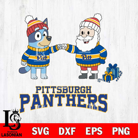 Pittsburgh Panthers Bluey With Satan Christmas File Cut, NCAA SVG DXF EPS PNG FILE, Digital Download,Instant Download, Silhouette
