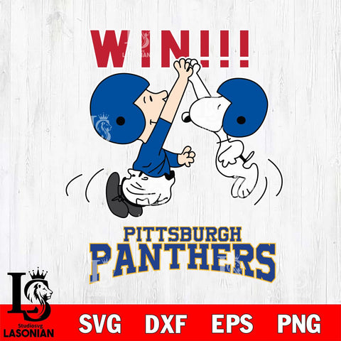 Pittsburgh Panthers Charlie Brown and Snoopy Win Svg Eps Dxf Png File, NCAA svg , Digital Download , Instant Download, Cricut File