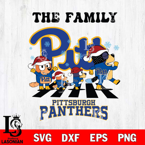 Pittsburgh Panthers Family Bluey Christmas Svg Eps Dxf Png File, Digital Download