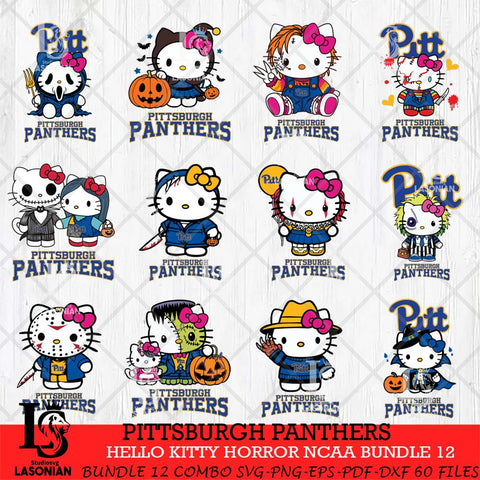 Pittsburgh Panthers Hello Kitty Horror NCAA Bundle 12 SVG Svg Eps Dxf Png File, Digital Download