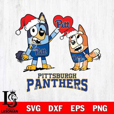 Pittsburgh Panthers Love Bluey Christmas Svg Eps Dxf Png File, Digital Download