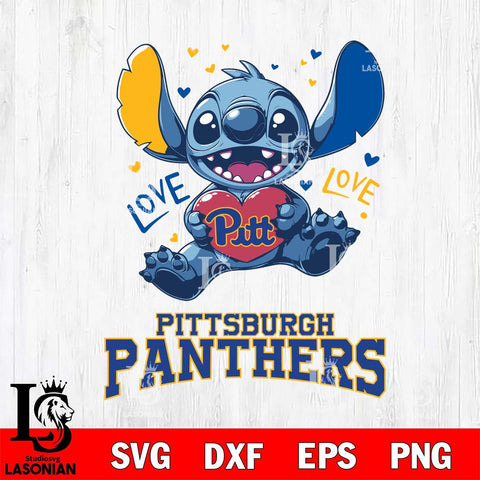 Pittsburgh Panthers Love Stitch, Svg Eps Dxf Png File, Digital Download