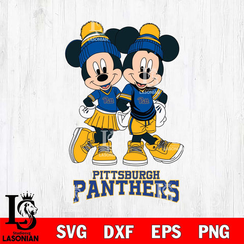 Pittsburgh Panthers Mickey Minnie Valentine Football Svg Eps Dxf Png File, NCAA svg , Digital Download , Instant Download, Cricut File