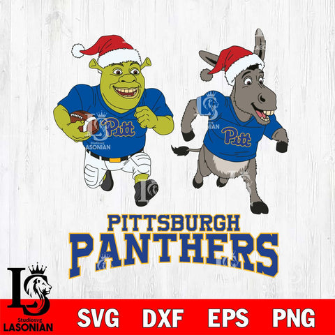 Pittsburgh Panthers Shrek and Donkey Football Cricut,Christmas SVG DXF EPS PNG FILE, NCAA Digital Download,Instant Download, Silhouette