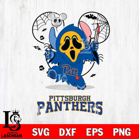 Pittsburgh Panthers Stitch Ghost Face Halloween 2 Svg Eps Dxf Png File, Digital Download, Instant Download