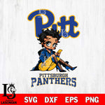 Pittsburgh Panthers Style Black Fan Girl Betty Boop, Svg Eps Dxf Png File, Digital Download