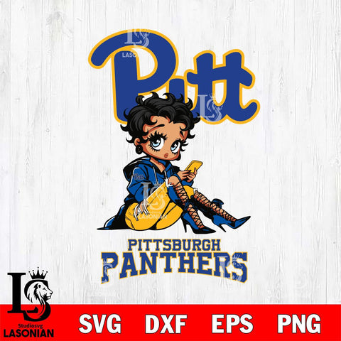 Pittsburgh Panthers Style Black Fan Girl Betty Boop, Svg Eps Dxf Png File, Digital Download