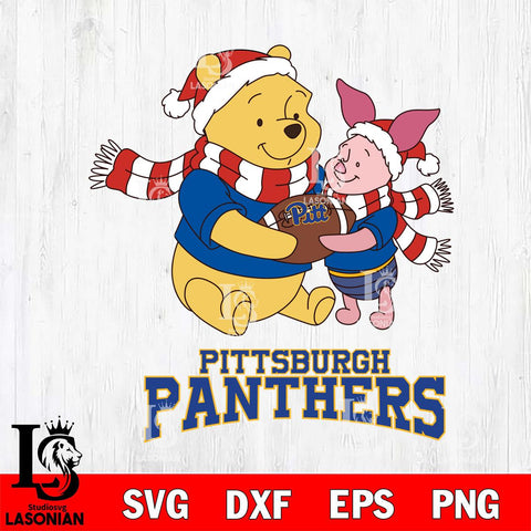 Pittsburgh Panthers Winnie the Pooh & Piglet Football Cricut,Christmas SVG DXF EPS PNG FILE, NCAA Digital Download,Instant Download, Silhouette