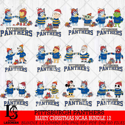Pittsburgh Panthers  Bluey friends christmas NCAA Bundle File Cut,Bundle NCAA SVG DXF EPS PNG FILE, Digital Download,Instant Download, Silhouette