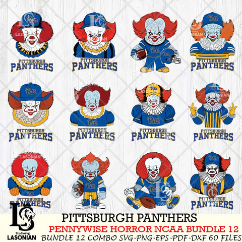 Pittsburgh Panthers  Pennywise Horror NCAA Bundle 12 SVG Svg Eps Dxf Png File, Digital Download