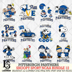 Pittsburgh Panthers  Snoopy NCAA Bundle 12 SVG Svg Eps Dxf Png File, Digital Download