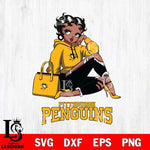 Pittsburgh Penguins Awesome Black Fan Girl Betty Boop, Svg Eps Dxf Png File, Digital Download