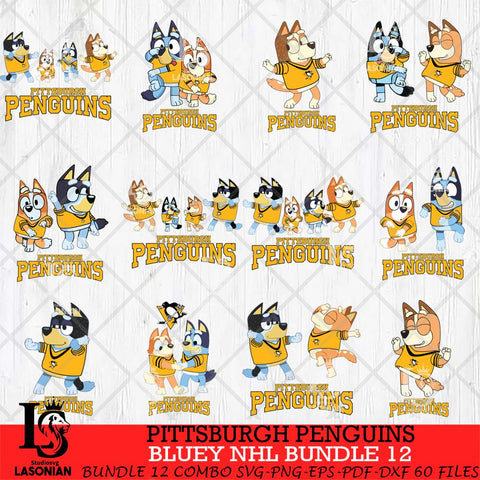 Pittsburgh Penguins Bluey Dace Mode NHL Bundle 12 SVG Eps Dxf Png File, Digital Download, Instant Download