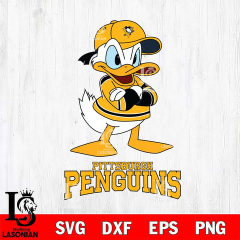 Pittsburgh Penguins Donald Duck NHL Hockey SVG DXF EPS PNG FILE,NHL File Cut,Disney Digital Download,Instant Download, Silhouette